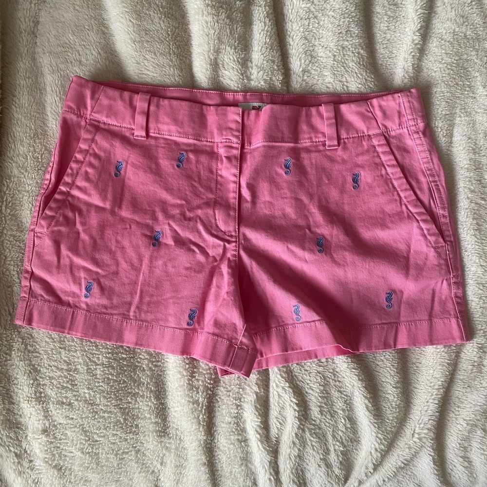 Vineyard Vines Pink Shorts with Blue Seahorses